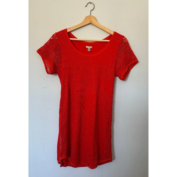 Crochet-like Eyelet Collage Pattern Dress in Pimento from Urban Outfitters - Picture 1 of 4